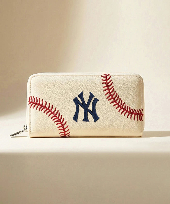 MLB New York Yankees Zip Wallet Baseball Stitch Detail