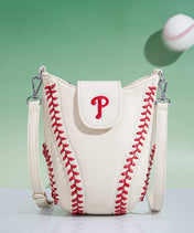 MLB Philadelphia Phillies Crossbody Bag With Baseball Seam