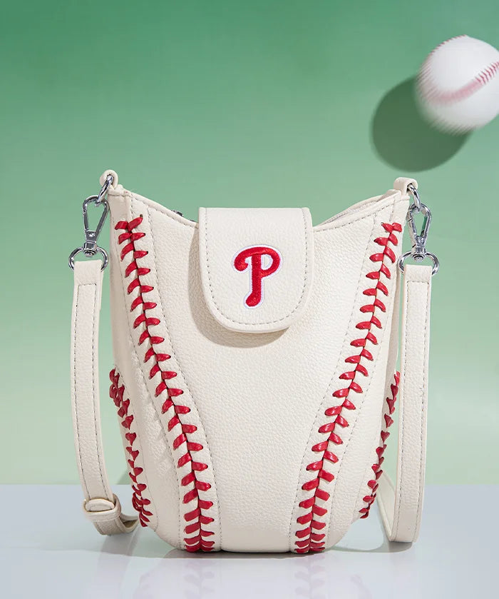 MLB Philadelphia Phillies Crossbody Bag With Baseball Seam