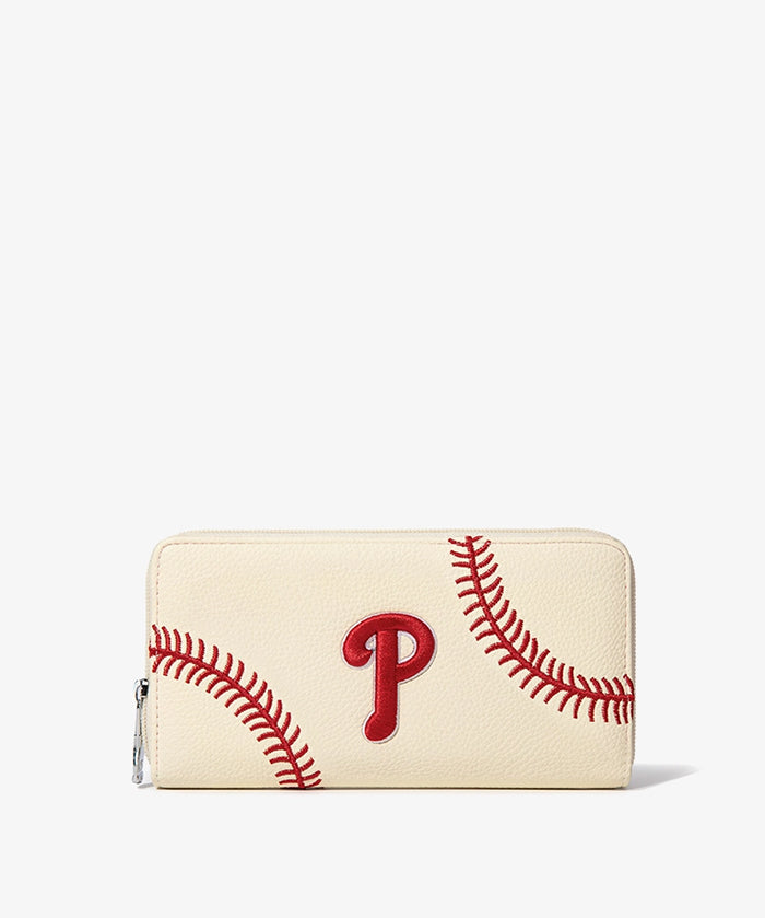 MLB Philadelphia Phillies Zip Wallet Baseball Stitch Detail
