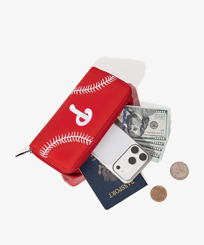 MLB Philadelphia Phillies Zip Wallet Baseball Stitch Detail