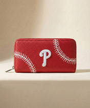 MLB Philadelphia Phillies Zip Wallet Baseball Stitch Detail