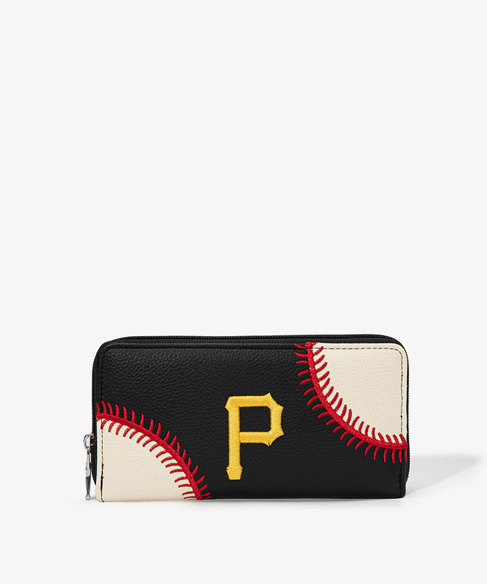 MLB Pittsburgh Pirates Zip Wallet Baseball Stitch Detail