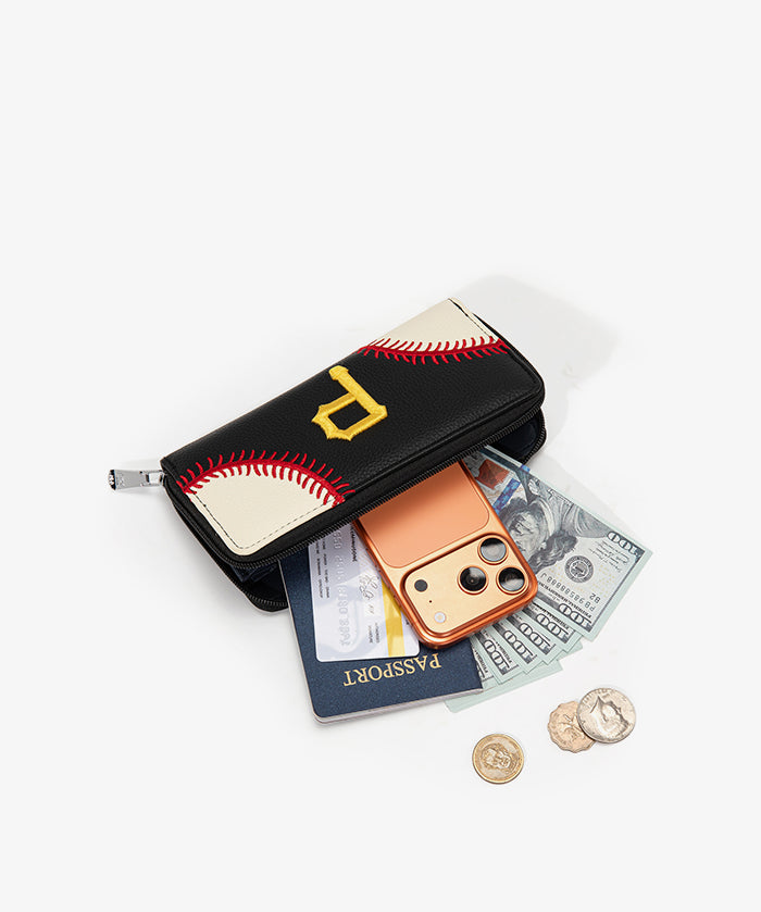 MLB Pittsburgh Pirates Zip Wallet Baseball Stitch Detail