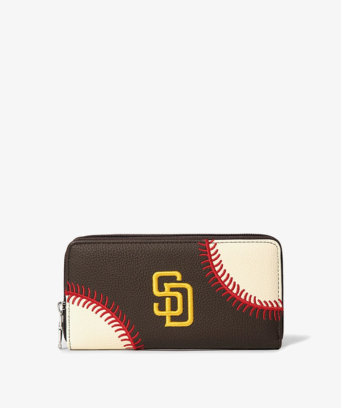 MLB San Diego Padres Zip Wallet Baseball Stitch Detail
