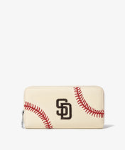 MLB San Diego Padres Zip Wallet Baseball Stitch Detail