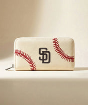 MLB San Diego Padres Zip Wallet Baseball Stitch Detail