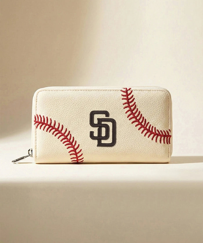 MLB San Diego Padres Zip Wallet Baseball Stitch Detail