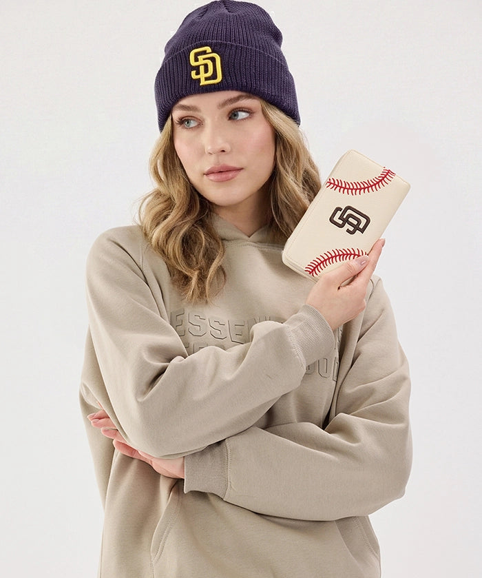 MLB San Diego Padres Zip Wallet Baseball Stitch Detail