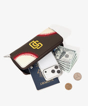 MLB San Diego Padres Zip Wallet Baseball Stitch Detail