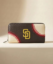 MLB San Diego Padres Zip Wallet Baseball Stitch Detail