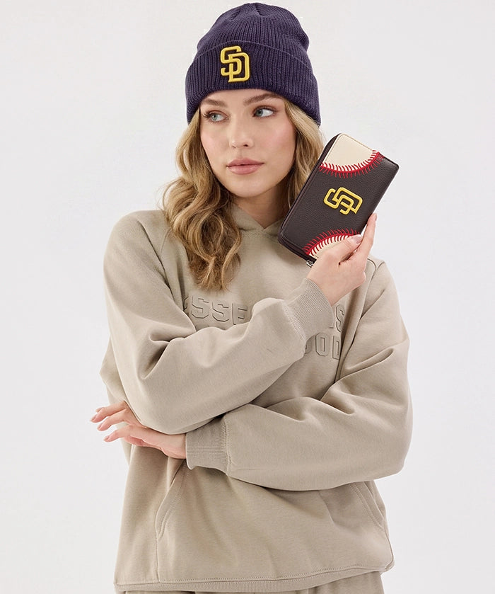 MLB San Diego Padres Zip Wallet Baseball Stitch Detail