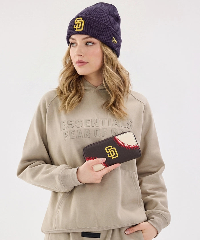 MLB San Diego Padres Zip Wallet Baseball Stitch Detail