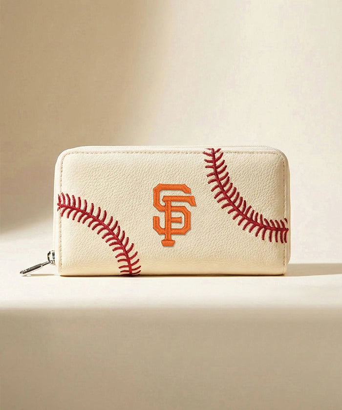 MLB San Francisco Giants Zip Wallet Baseball Stitch Detail
