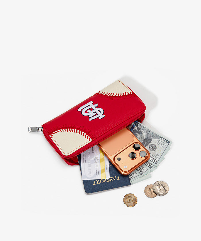 MLB St. Louis Cardinals Zip Wallet Baseball Stitch Detail