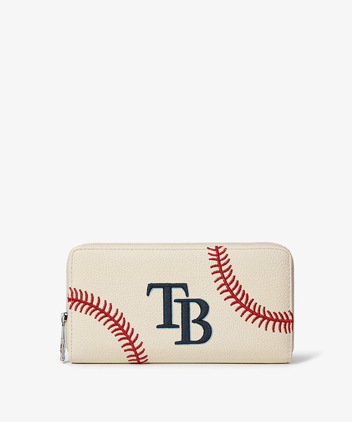MLB Tampa Bay Rays Zip Wallet Baseball Stitch Detail