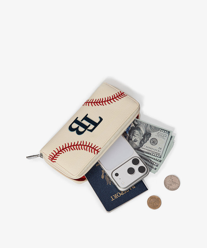 MLB Tampa Bay Rays Zip Wallet Baseball Stitch Detail