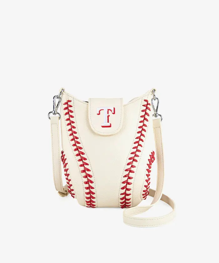 MLB Texas Rangers Crossbody Bag With Baseball Seam