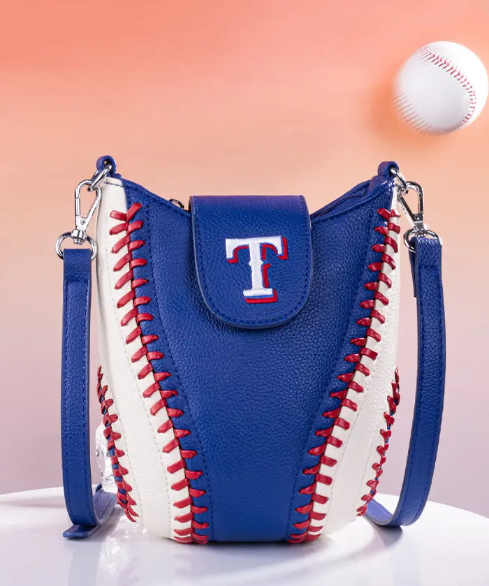 MLB Texas Rangers Crossbody Bag With Baseball Seam
