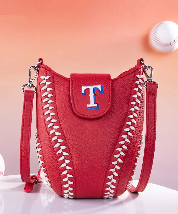 MLB Texas Rangers Crossbody Bag With Baseball Seam