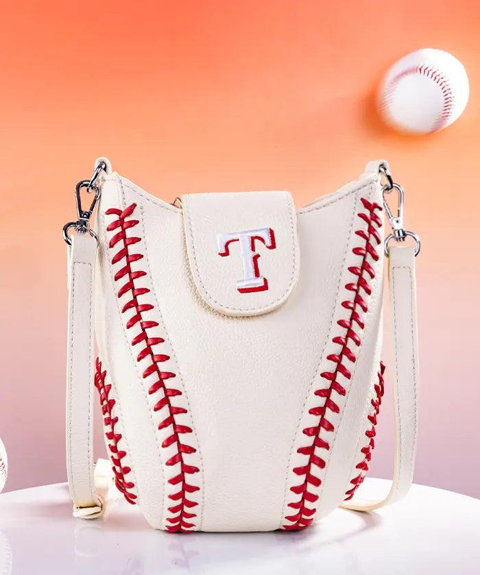 MLB Texas Rangers Crossbody Bag With Baseball Seam