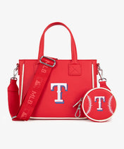 MLB Texas Rangers Tote Bag with Baseball Coin Pouch