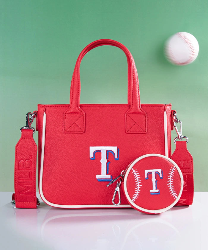 MLB Texas Rangers Tote Bag with Baseball Coin Pouch