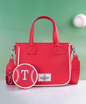 MLB Texas Rangers Tote Bag with Baseball Coin Pouch