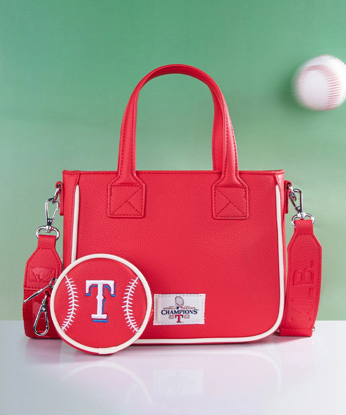 MLB Texas Rangers Tote Bag with Baseball Coin Pouch