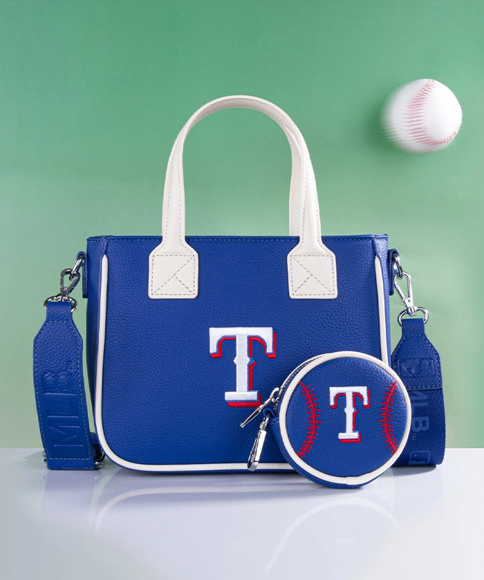 MLB Texas Rangers Tote Bag with Baseball Coin Pouch