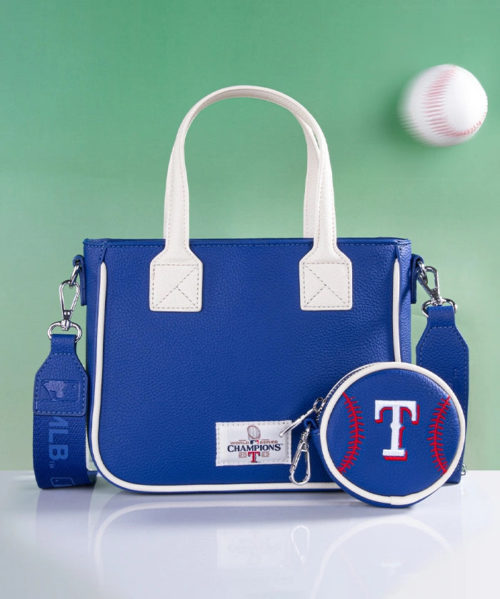 MLB Texas Rangers Tote Bag with Baseball Coin Pouch