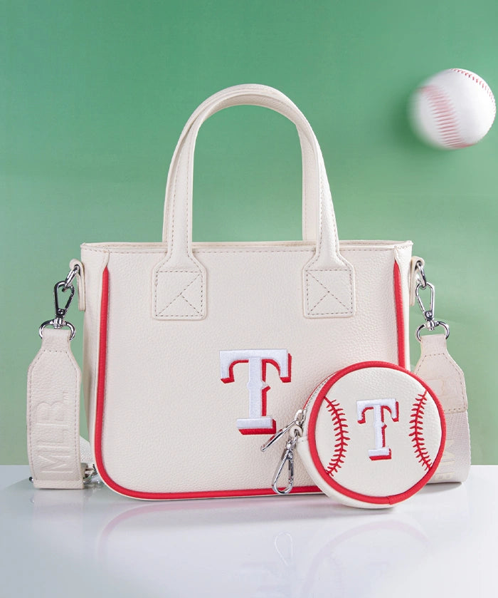 MLB Texas Rangers Tote Bag with Baseball Coin Pouch