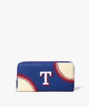 MLB Texas Rangers Zip Wallet Baseball Stitch Detail