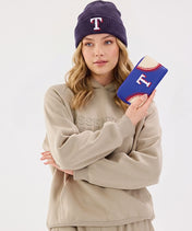 MLB Texas Rangers Zip Wallet Baseball Stitch Detail
