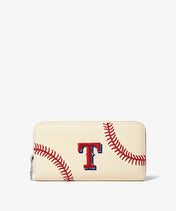 MLB Texas Rangers Zip Wallet Baseball Stitch Detail
