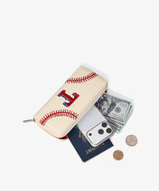 MLB Texas Rangers Zip Wallet Baseball Stitch Detail