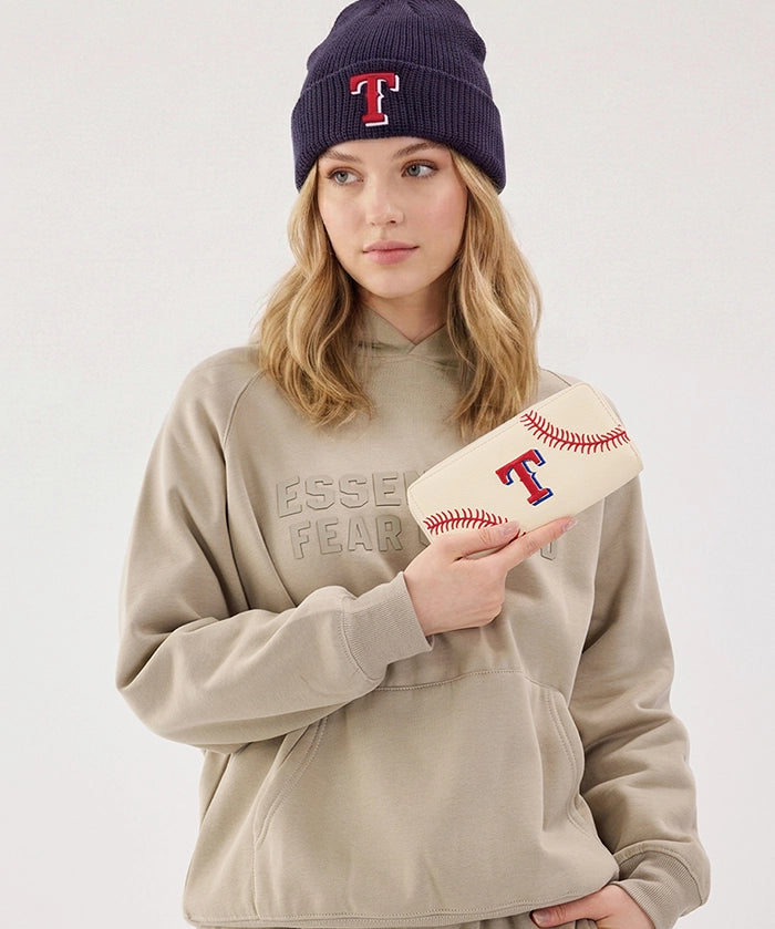MLB Texas Rangers Zip Wallet Baseball Stitch Detail
