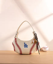 Mini Baseball Keychain with Wooden Bat