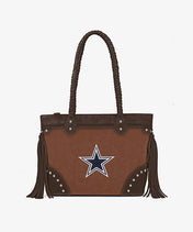 NFL Dallas Cowboys Braided Tassel Rivet Tote Bag (Pre-Order)
