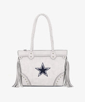 NFL Dallas Cowboys Braided Tassel Rivet Tote Bag (Pre-Order)