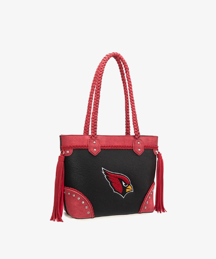 NFL Arizona Cardinals Braided Tassel Rivet Tote Bag (Pre-Order)
