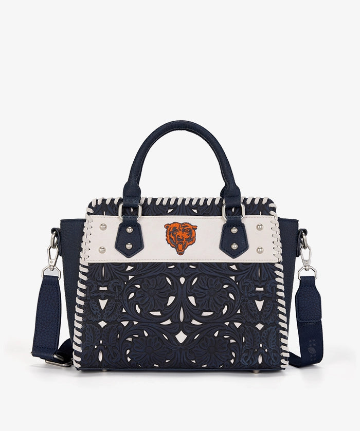NFL Chicago Bears Floral Tooled Tote Bag