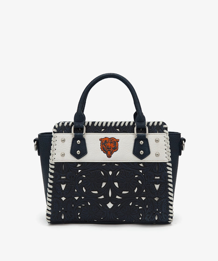 NFL Chicago Bears Floral Tooled Tote Bag