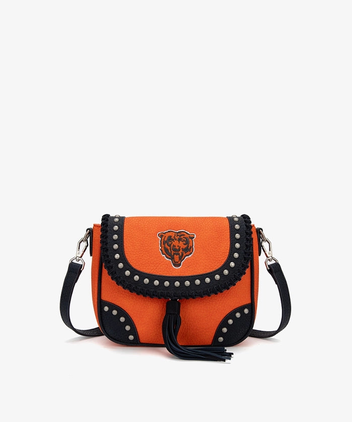 NFL Chicago Bears Studded Fringe Flap Crossbody Bag (Pre-Order)