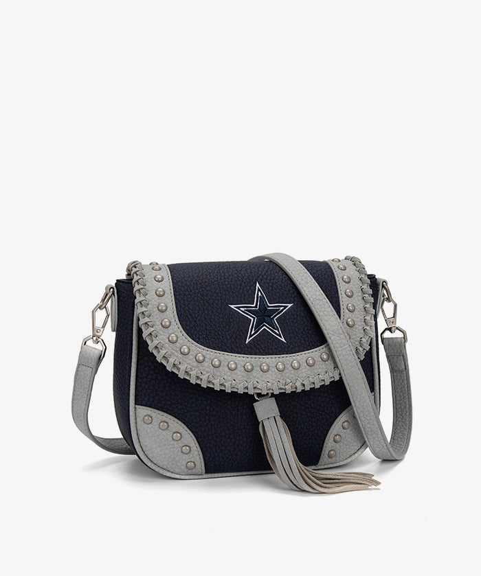 NFL Dallas Cowboys Studded Fringe Flap Crossbody Bag