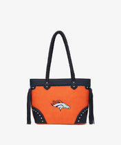 NFL Denver Broncos Braided Tassel Rivet Tote Bag (Pre-Order)