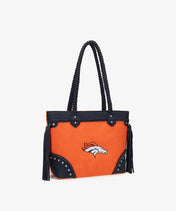 NFL Denver Broncos Braided Tassel Rivet Tote Bag (Pre-Order)