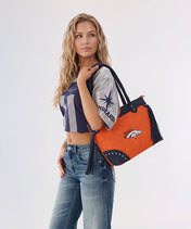NFL Denver Broncos Braided Tassel Rivet Tote Bag (Pre-Order)