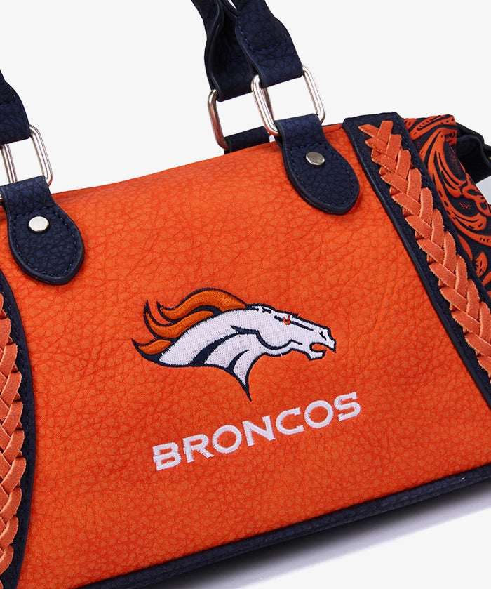 NFL Denver Broncos Braided Trim Satchel Bag