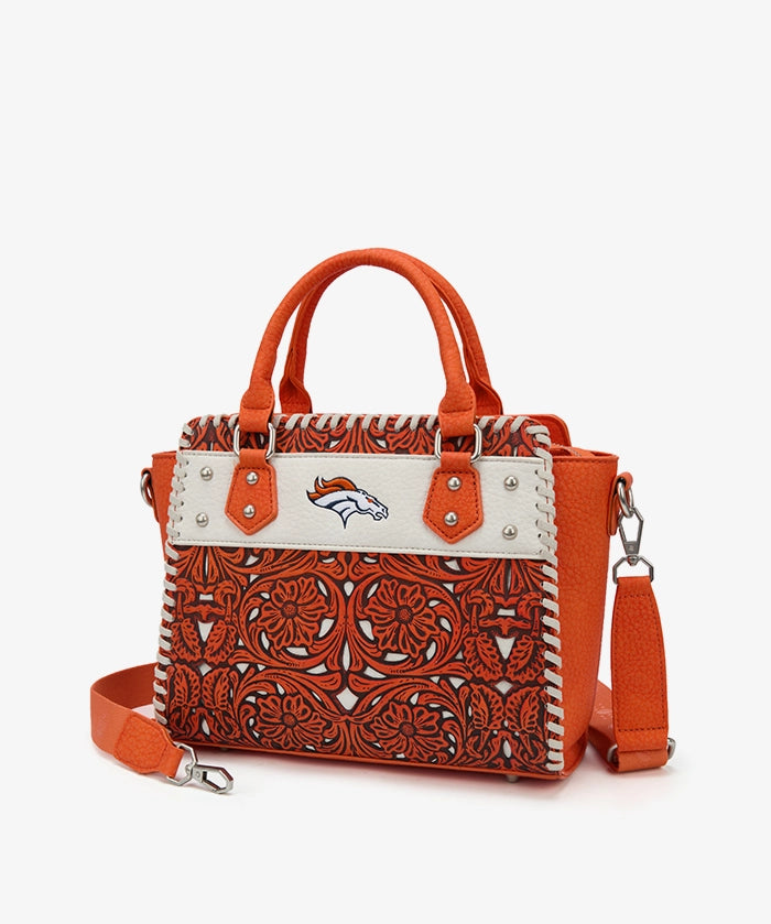 NFL Denver Broncos Floral Tooled Tote Bag